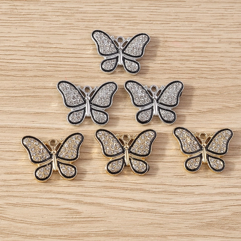 Schmetterling DIY Charms Legierung Strass Emaille Anhänger Für Halskette Armband Ohrring Schmuckherstellung Zubehör Paket