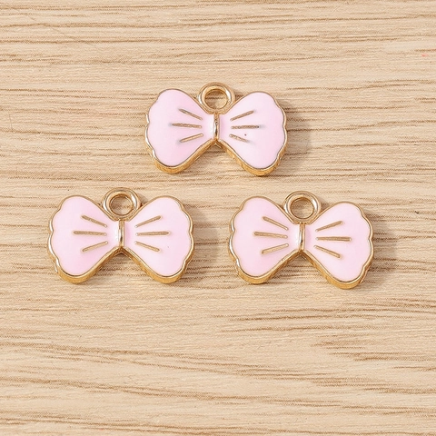 Ciondoli a Forma di Fiocco in Lega di Smalto Colorati a Goccia d'Olio Fiocco DIY Accessori per Gioielli Bracciale Portachiavi Donna
