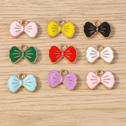 Ciondoli a Forma di Fiocco in Lega di Smalto Colorati a Goccia d'Olio Fiocco DIY Accessori per Gioielli Bracciale Portachiavi Donna