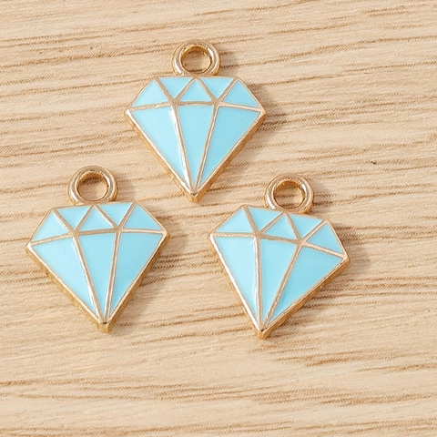 DIY Pendentif Forme de Diamant en Alliage Émaillé pour Création de Bijoux Plaqué Or Coloré Goutte d'Huile Charms Géométriques