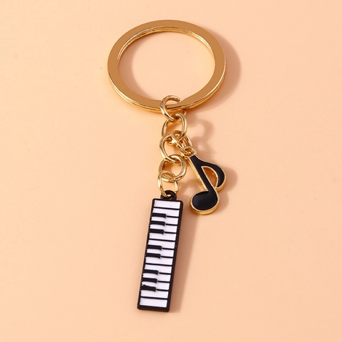Muzieknoot Piano Toets Sleutelhanger Zinklegering Verguld Rugzak Hanger Auto Ornament Cadeau Voor Muziekliefhebbers