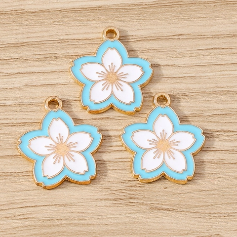 Eleganti Ciondoli in Lega di Fiori di Ciliegio Smaltati Accessori per la Creazione di Gioielli Fai da Te per Collane Braccialetti Orecchini