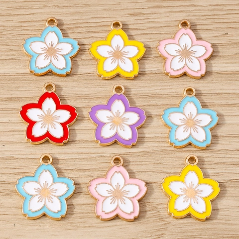 Eleganti Ciondoli in Lega di Fiori di Ciliegio Smaltati Accessori per la Creazione di Gioielli Fai da Te per Collane Braccialetti Orecchini