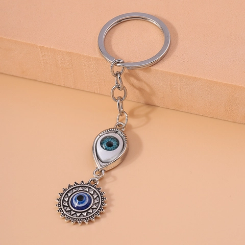 Portachiavi Malocchio Vintage in Lega con Pendente a Raggio di Sole Amuleto Nazar per Donna Uomo Accessori Hip Hop