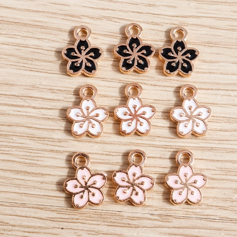 Legierung Emaille Kirschblüte Anhänger Sakura Blumen Charms Für DIY Halskette Armband Schmuckherstellung Damen Zubehör
