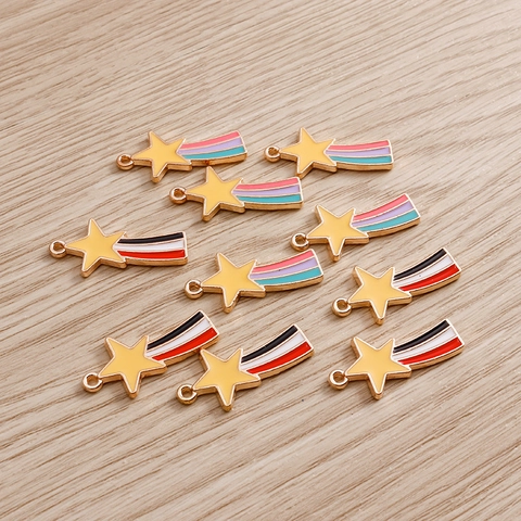 Alloy Enamel Shooting Star Charms Five-pointed Star Pendants DIY Jewelry Findings For Necklace Bracelet Earrings Making