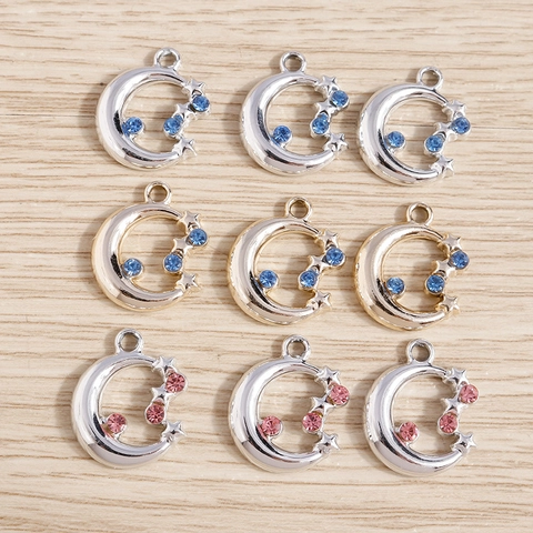 Stern Mond Legierung Strass Anhänger Charms Für DIY Schmuckherstellung Damen Accessoire Nur Anhänger Ohne Kette
