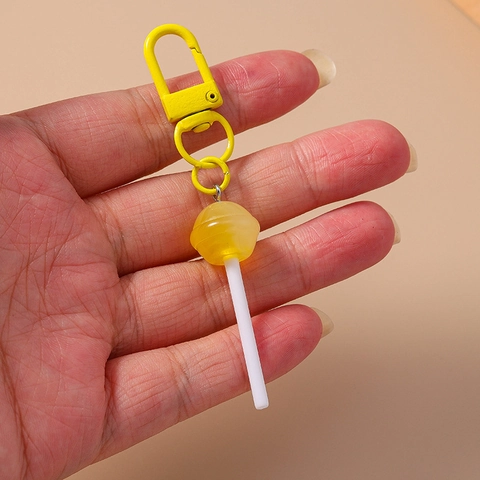Cute Simulation Lollipop Keychain Resin Food Charms Metal Keyring For Bag Backpack Hanging Ornament Accessory Universal Gifts