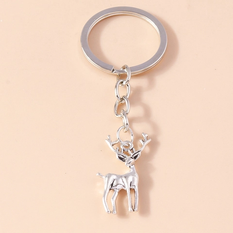 Classico Portachiavi in Metallo a Forma di Alce Animale Argento Vintage Ciondolo a Forma di Cervo per Borse Regalo
