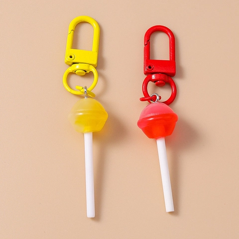 Cute Simulation Lollipop Keychain Resin Food Charms Metal Keyring For Bag Backpack Hanging Ornament Accessory Universal Gifts