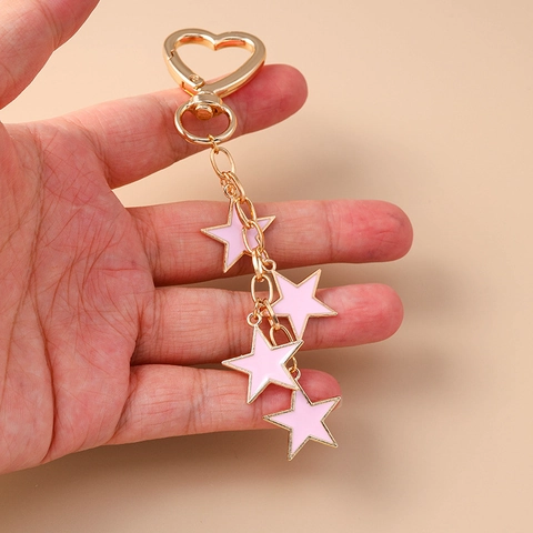 Kreativer Legierung Tropföl Stern Schlüsselanhänger Mit Herzförmiger Schnalle Personalisierter Pentagramm Handy Tasche Anhänger