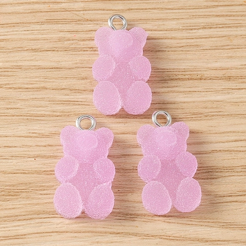 Resin Frosted Gummy Bear Pendants DIY Jewelry Making Accessories For Necklace Keychain Cute Cartoon Animal Charms