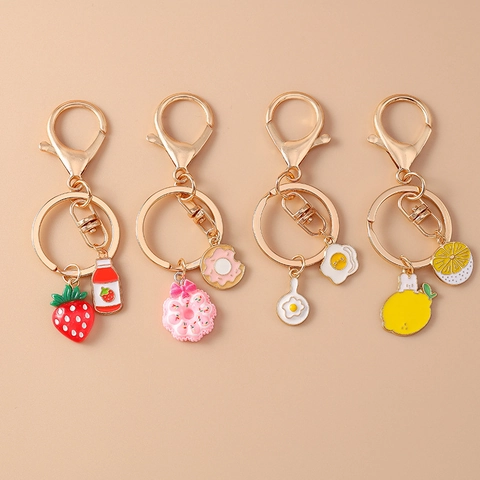Cartoon Simulation Essen Trinken Schlüsselanhänger Legierung Emaille Anhänger Tasche Charm Für Rucksack Zubehör Niedlicher Schmuck Geschenk