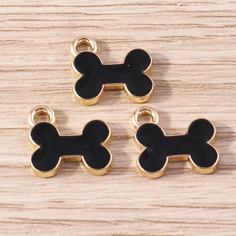 Cartoon Bone Shape Enamel Alloy Charms For DIY Jewelry Making Necklace Bracelet Pet Tag Accessories For Women Kids