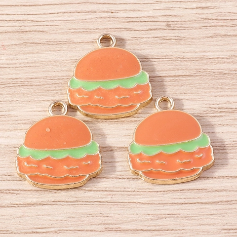 Ciondoli Hamburger in Lega Smalto Simulazione Cibo Solo Per Creazione Gioielli Fai Da Te Collana Braccialetto Accessorio