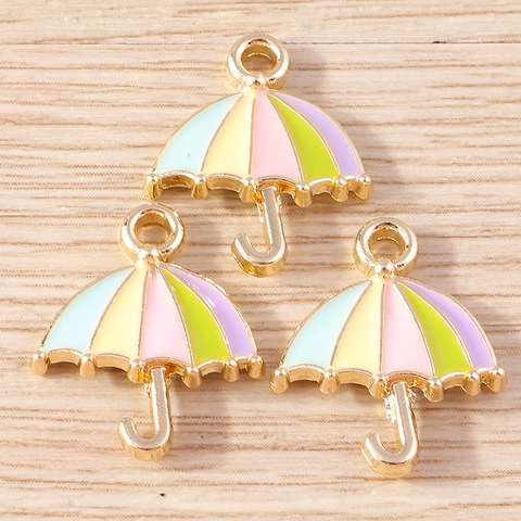 Creative Alloy Enamel Umbrella Charms For DIY Jewelry Making Colorful Mini Umbrella Pendants For Necklace Bracelet Earring Decorative Craft Accessories