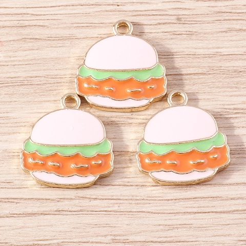 Ciondoli Hamburger in Lega Smalto Simulazione Cibo Solo Per Creazione Gioielli Fai Da Te Collana Braccialetto Accessorio