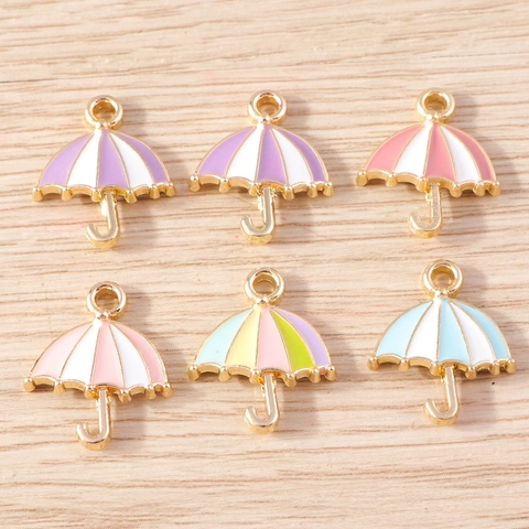 Creative Alloy Enamel Umbrella Charms For DIY Jewelry Making Colorful Mini Umbrella Pendants For Necklace Bracelet Earring Decorative Craft Accessories