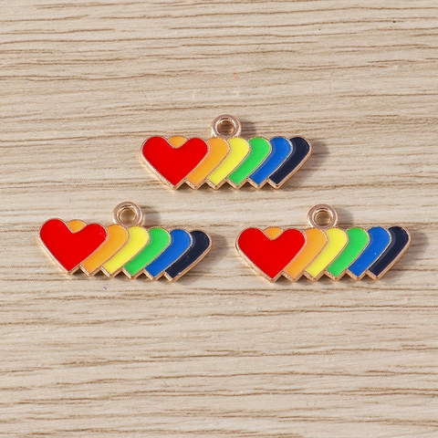 Regenbogen Herz Emaille Anhänger Legierung Mehrfarbig Verlauf Herz Anhänger Für DIY Schmuckherstellung Zubehör