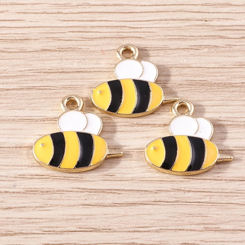 Cute Bee Alloy Enamel Charms For DIY Jewelry Making Cartoon Insect Pendants For Necklaces Bracelets Earrings Crafts Accessory