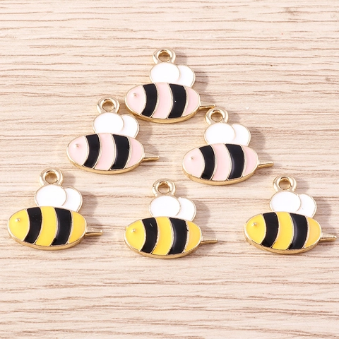 Cute Bee Alloy Enamel Charms For DIY Jewelry Making Cartoon Insect Pendants For Necklaces Bracelets Earrings Crafts Accessory