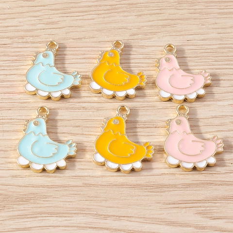 Creative Cartoon Hen Drip Oil Alloy Charms For DIY Jewelry Making Accessories Necklace Pendant Handcrafted Supplies