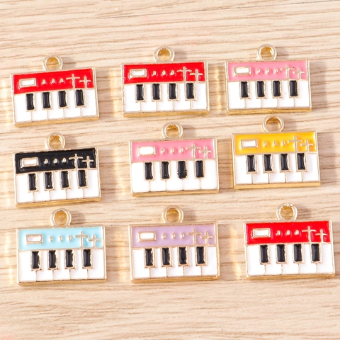 Retro Alloy Enamel Piano Keyboard Pendants Cartoon Musical Instrument Charms For DIY Jewelry Necklace Bracelet Making Accessories