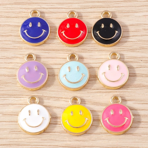 Alloy Smiley Face Charms Enamel Drip Oil Pendants For DIY Jewelry Making Necklace Bracelet Accessory Trendy Jewelry Finding