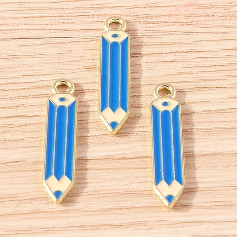 Alloy Enamel Pencil Shape Pendants Cartoon Cute DIY Jewelry Making Findings For Necklace Bracelet Keychain Accessory