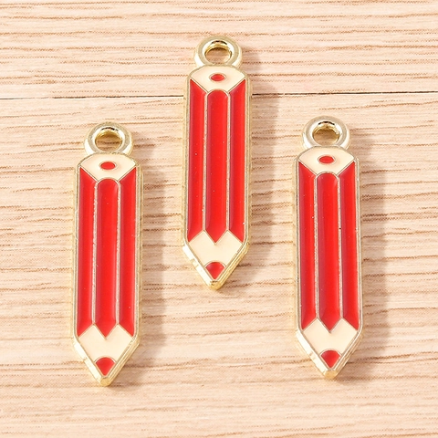 Alloy Enamel Pencil Shape Pendants Cartoon Cute DIY Jewelry Making Findings For Necklace Bracelet Keychain Accessory