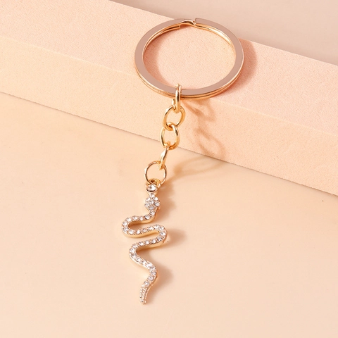 Portachiavi in Lega a Forma di Serpente Creativo Con Strass Incastonati Pendente per Borsa Animale Regalo Donna Uomo