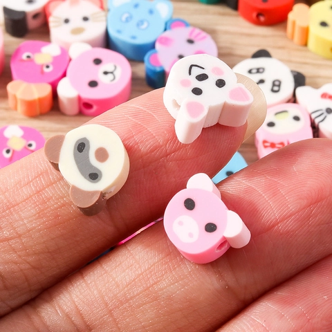 Cartoon Dier Hars Kralen Kleurrijke Polymeerklei Gemengde Stijl Panda Kat Beer Patroon DIY Sieraden Maken Kralen