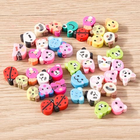 Cartoon Dier Hars Kralen Kleurrijke Polymeerklei Gemengde Stijl Panda Kat Beer Patroon DIY Sieraden Maken Kralen