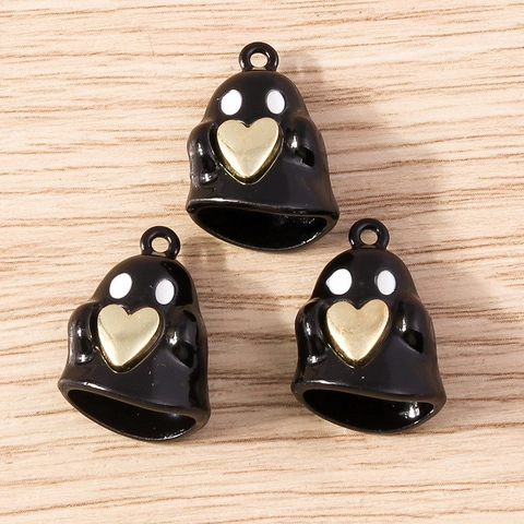Cartoon Halloween Ghost Pendants With Gold Heart Alloy Enamel Charms For DIY Jewelry Making Accessories Handcrafted Decor Gift