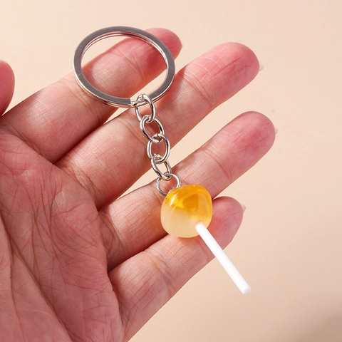 Creative Simulation Lollipop Keychain Funny Food Play Candy Pendant Zinc Alloy Key Ring For Bag Decoration Teens Gift