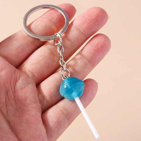 Creative Simulation Lollipop Keychain Funny Food Play Candy Pendant Zinc Alloy Key Ring For Bag Decoration Teens Gift