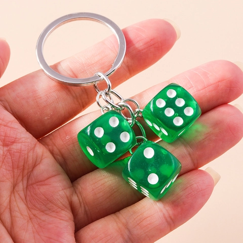 Creative Resin Dice Keychain Personalized Colorful Geometric Cube Key Ring For Bag Decor DIY Accessories Fun Gift For Unisex