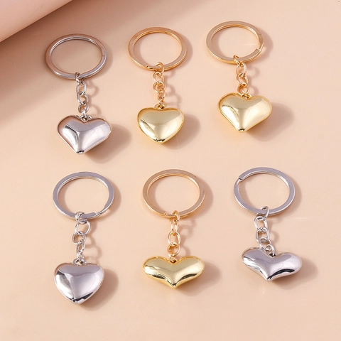 Moderner Zinklegierung Herz Schlüsselanhänger Spiegelpolierter Metall Herzanhänger Schlüsselring Für Damen Valentinstag Geschenk