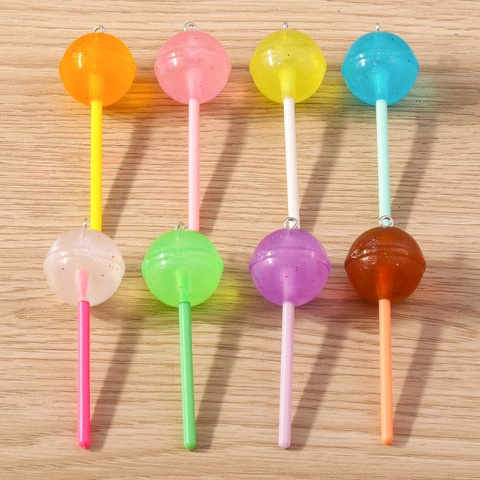 Ciondoli in Resina a Forma di Lecca-lecca Kawaii per Creazione Gioielli Fai-da-te Pendenti in Cibo Simulato Glitterati