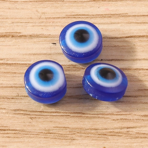 Evil Eye Resin Beads For DIY Jewelry Making Deep Blue Nazar Flat Round Spacers For Handmade Bracelet Necklace Accessories Bulk Pack