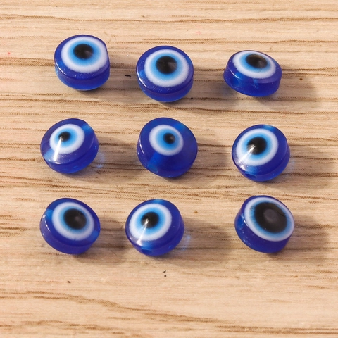 Evil Eye Resin Beads For DIY Jewelry Making Deep Blue Nazar Flat Round Spacers For Handmade Bracelet Necklace Accessories Bulk Pack