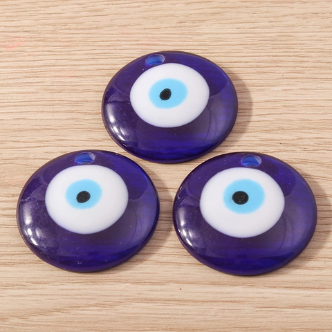 Evil Eye Nazar Hamsa Hand Heart Round Glass Resin Charm Pendants For DIY Jewelry Making Necklace Accessories Blue Amulet