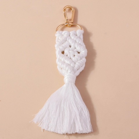 Handgemachte Macrame Quaste Schlüsselanhänger Für Damen Vintage Europäische Böhmische Plüsch Handgewebte Tasche Anhänger Geschenk