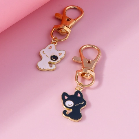 Cute Cartoon Cat Pet ID Tag Alloy Enamel Kitten Pendant For Dog Cat Collar Accessories Keychain Bag Decoration Jewelry