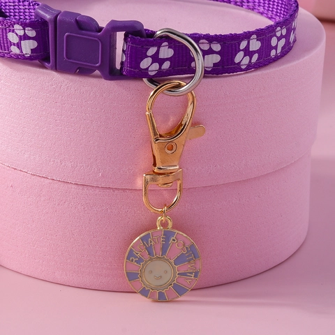 Cartoon Emaille Zinklegierung Haustier Halsband Und Anhänger Verstellbares Nylon Pfotenabdruck Band Für Hunde Katzen