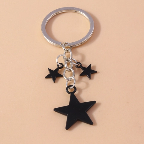 Llavero Minimalista de Aleación de Zinc con Estrella de Cinco Puntas Colgante de Bolso Estrella Negro Mate Regalo