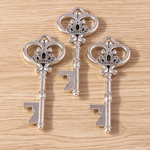 Vintage Crown Shaped Key Bottle Opener Antique Silver Alloy Metal For Wedding Party Favors Home Kitchen Decor Gift