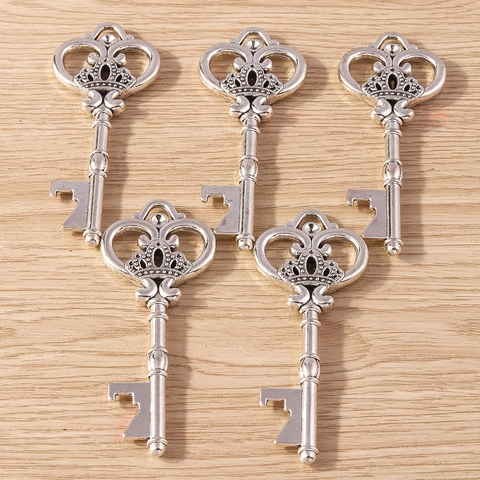 Vintage Crown Shaped Key Bottle Opener Antique Silver Alloy Metal For Wedding Party Favors Home Kitchen Decor Gift