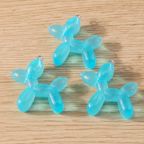 Colorful Resin Balloon Dog Pendants With Metal Ring For DIY Jewelry Making Cartoon Animal Glitter Charms Accessories For Earrings Necklaces