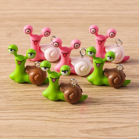 Süße Cartoon Schnecke Harz Anhänger Für DIY Schmuckherstellung Bunte Tier Mini Charms Mit Metallschlaufe Für Schlüsselanhänger